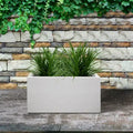 Jardinière d'extérieur rectangulaire en béton blanc craie 32,5 x 80 x 40 cm