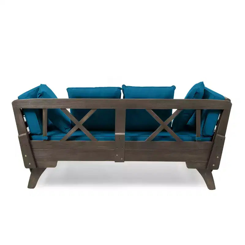Banquette-lit extensible 82 en bois d'acacia d'extérieur avec coussins
