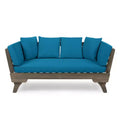 Banquette-lit extensible 82 en bois d'acacia d'extérieur avec coussins