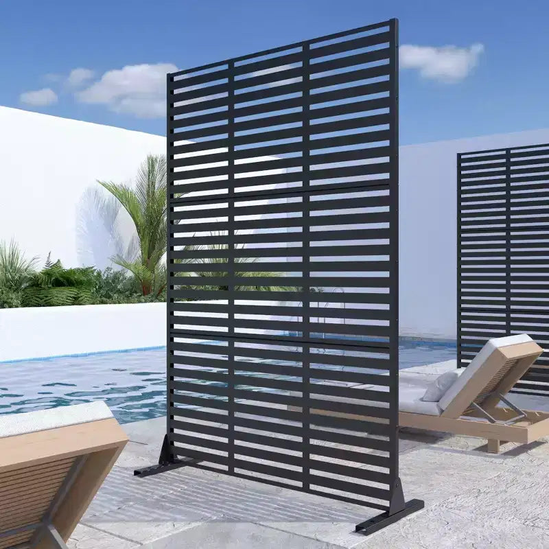 Adams 72 x 47 inch Black Metal Outdoor Private Screen