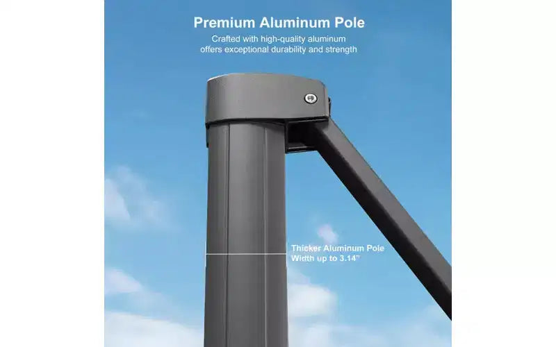 Parasol déporté rond d'extérieur de 3 m, en aluminium avec rotation à 360°, parasol réglable avec base, beige
