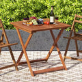 Table de salle à manger de patio de 29,5 x 29,5 avec peinture teck et 2 trous de parasol pour balcon