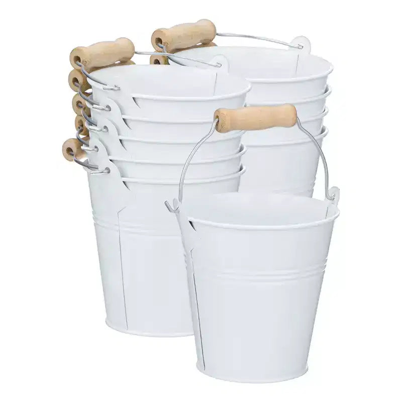 Unique Bargains Galvanized Metal Rustic Durable Multipurpose Small Metal Bucket 10 Pcs