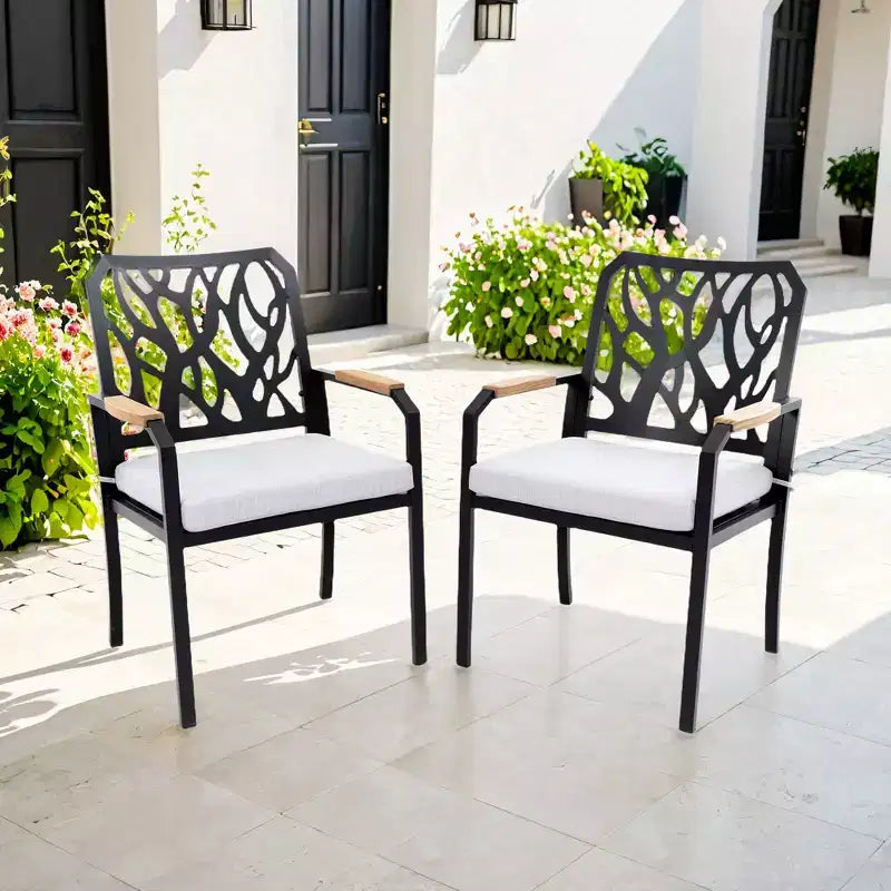 Christopher Knight Home Bella Patio Aluminum Dining Chairs with Sunbrella Cushions (Set of 2)