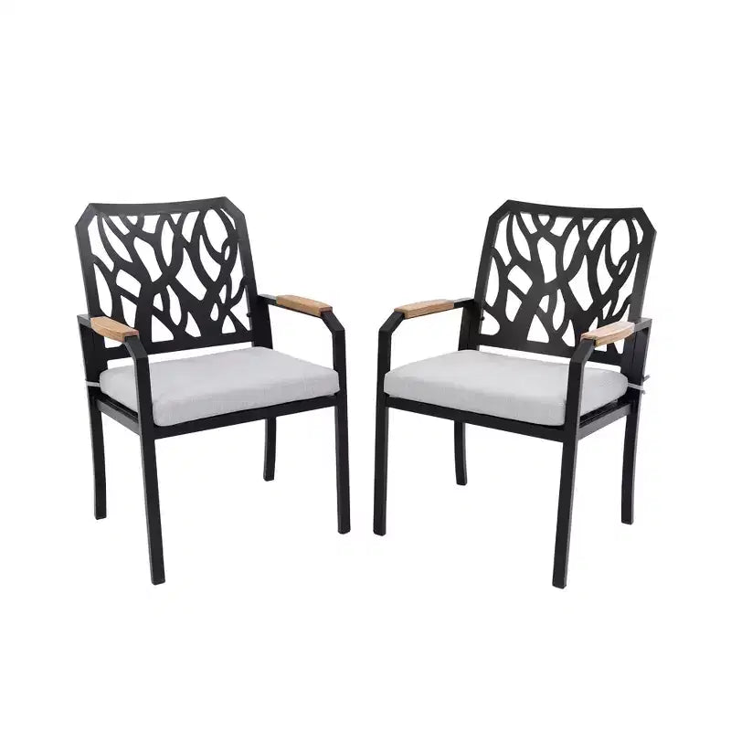 Chaises de salle à manger en aluminium avec coussins pour le patio