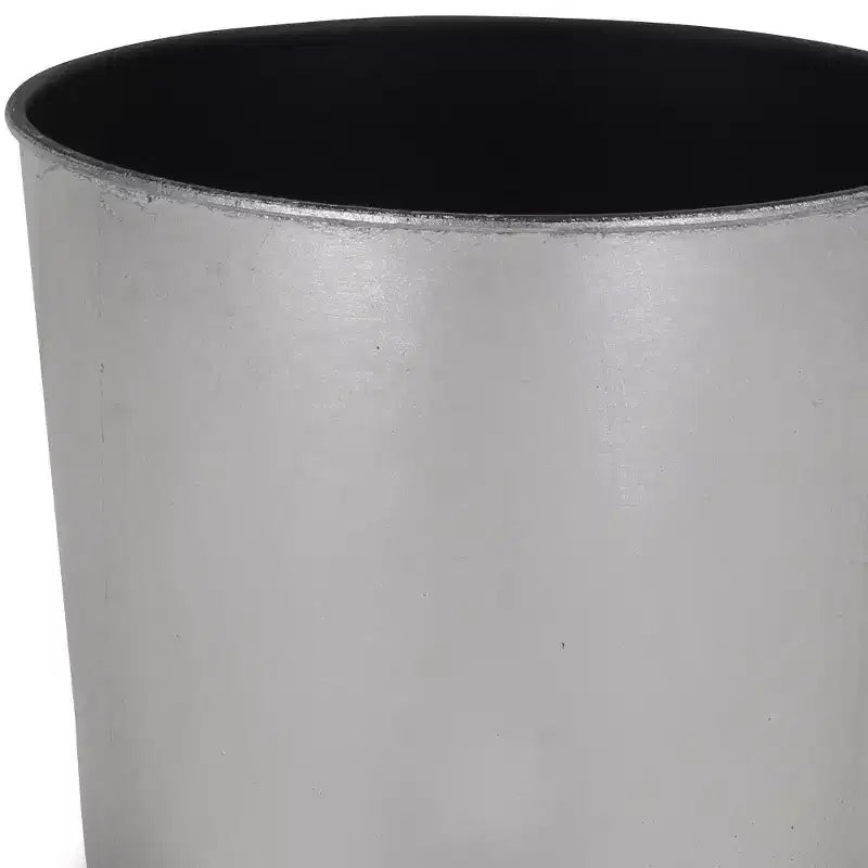 Jardinière ronde en plastique recyclé argenté pour intérieur et extérieur