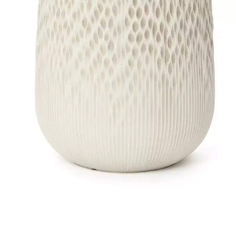 Jardinière ronde antique blanc cassé, texture dégradée foncée à claire, design conique