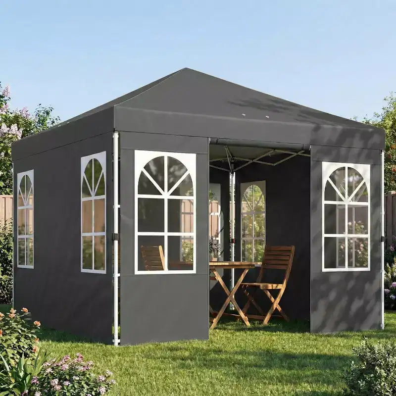 Tonnelle Pop-Up 9,6 x 9,6 pi avec Parois Latérales, Montage Rapide, Abri Instantané Portable Extérieur UPF50+ avec Sacs de Sable