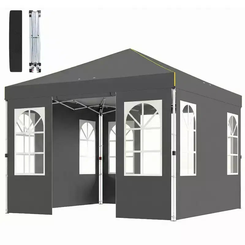 Tonnelle Pop-Up 9,6 x 9,6 pi avec Parois Latérales, Montage Rapide, Abri Instantané Portable Extérieur UPF50+ avec Sacs de Sable