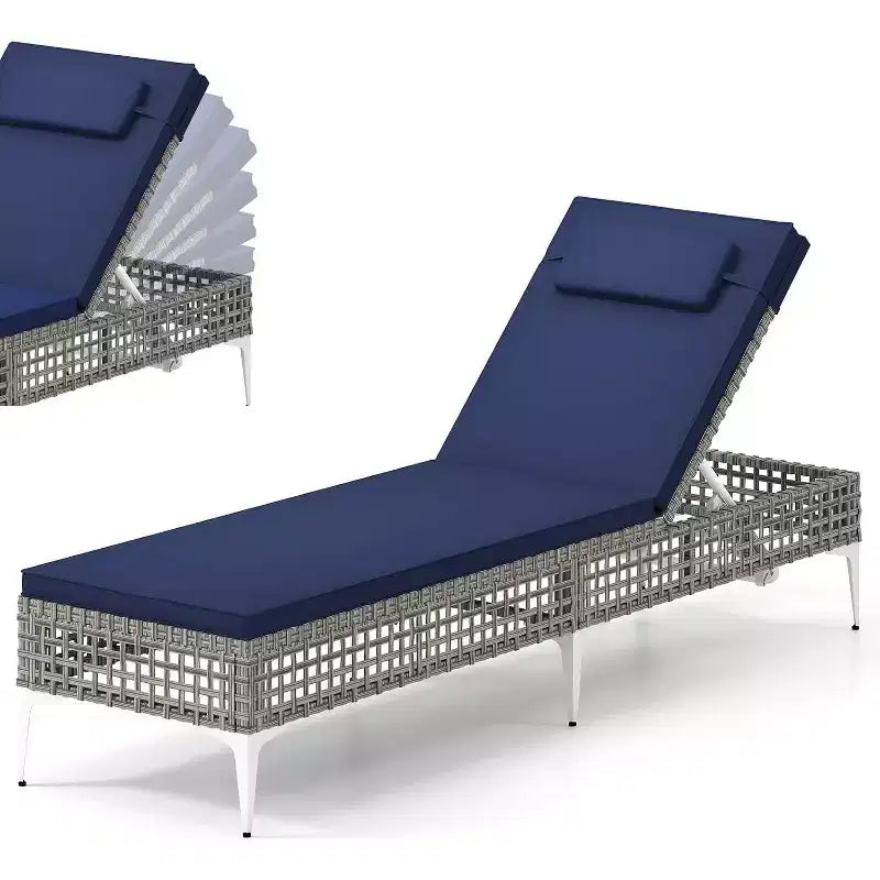 Gymax 1PC/2PC Patio Reclining Chaise Lounge Chair with 6-Position Adjustable Backrest and Detachable Cushion