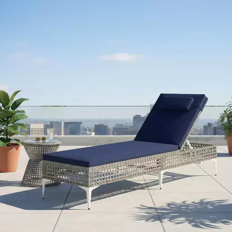 Chaise longue de patio inclinable avec dossier réglable à 6 positions et coussin amovible