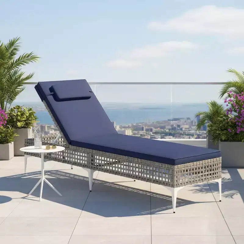 Chaise longue de patio inclinable avec dossier réglable à 6 positions et coussin amovible
