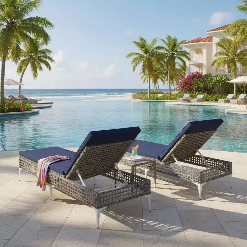 Chaise longue de patio inclinable avec dossier réglable à 6 positions et coussin amovible