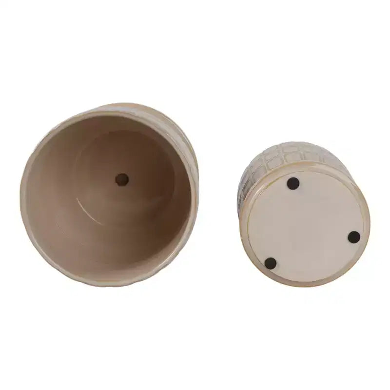 Jardinière décorative à motif squoval avec soucoupe – Pots de fleurs pour intérieur et extérieur, 7, 6, ivoire