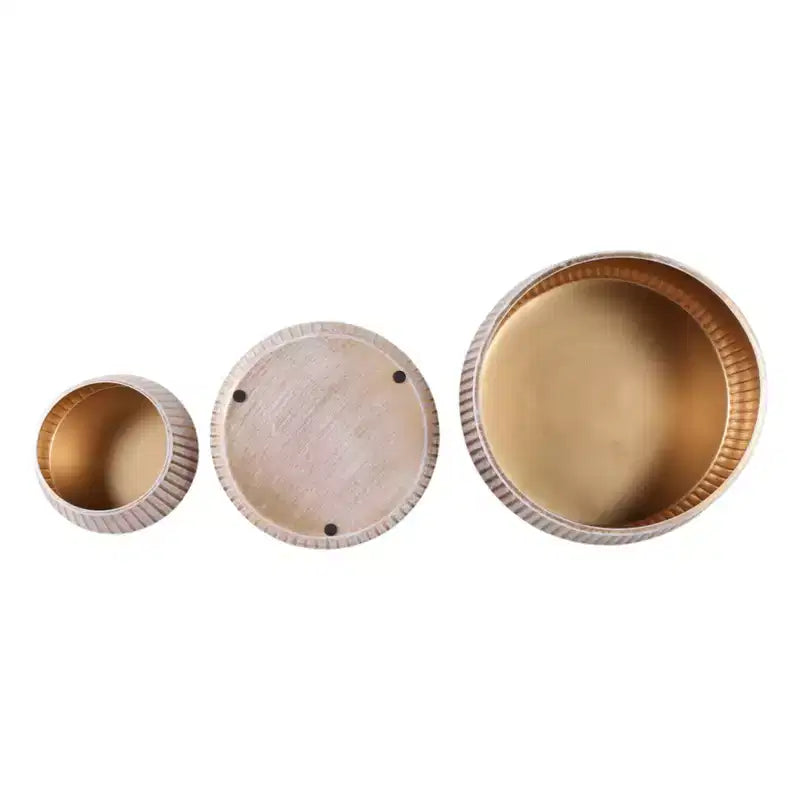 Pots de fleurs modernes en métal pour la décoration intérieure - Jardinières pour patio, salon ou entrée - Support de plantes d'intérieur - Lot de 3, 9, 5, 5, Or et marron
