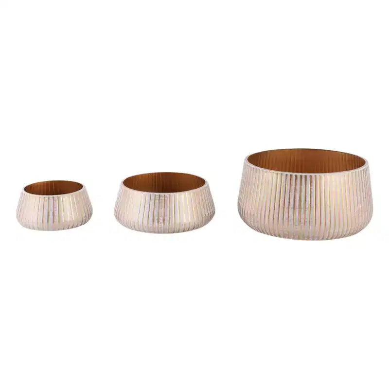 Pots de fleurs modernes en métal pour la décoration intérieure - Jardinières pour patio, salon ou entrée - Support de plantes d'intérieur - Lot de 3, 9, 5, 5, Or et marron
