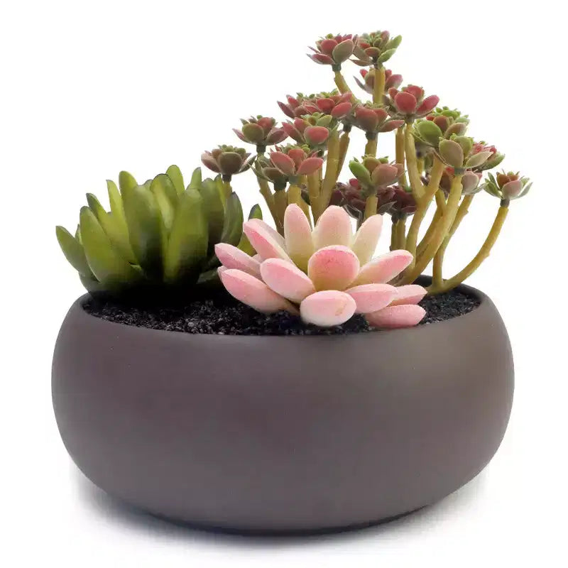 K-Cliffs 6.7 Round Unglazed Ceramic Planter Pots with Sophisticated Matte Brown Finish Pot Only For Indoor Succulent Flower Decor