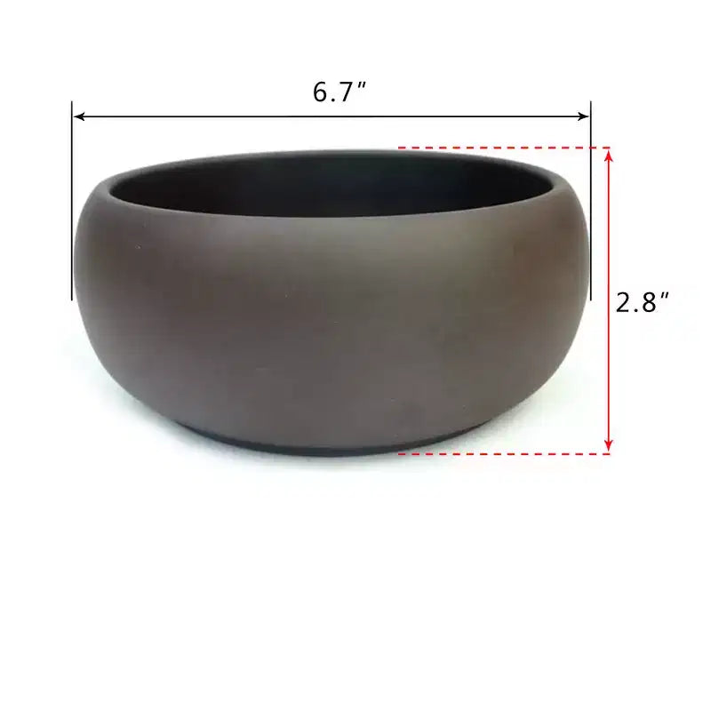 6.7 pots de fleurs en céramique non émaillés ronds avec une finition mate marron sophistiquée. Pot uniquement pour la décoration de fleurs succulentes d'intérieur.