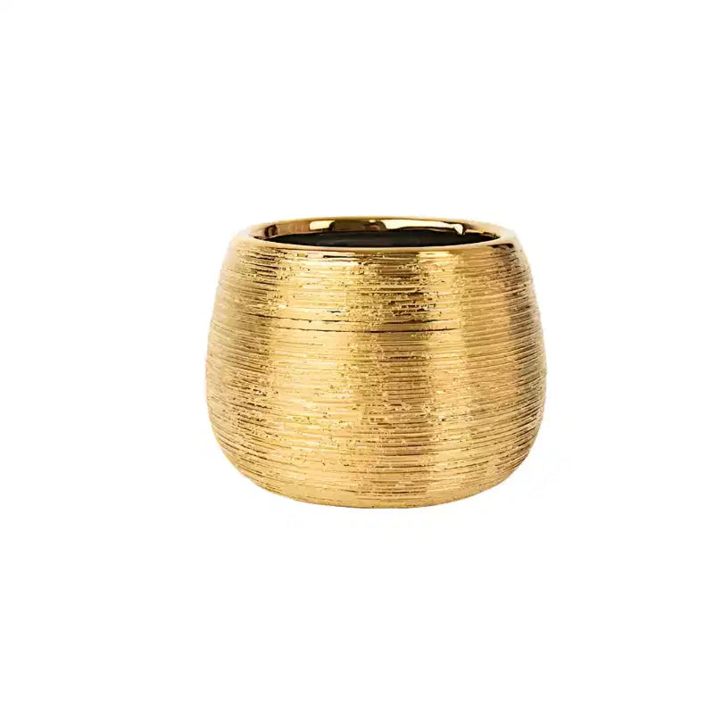 Home Collection 4Pcs Round Gold Metallic Ceramic Succulent Pots 3