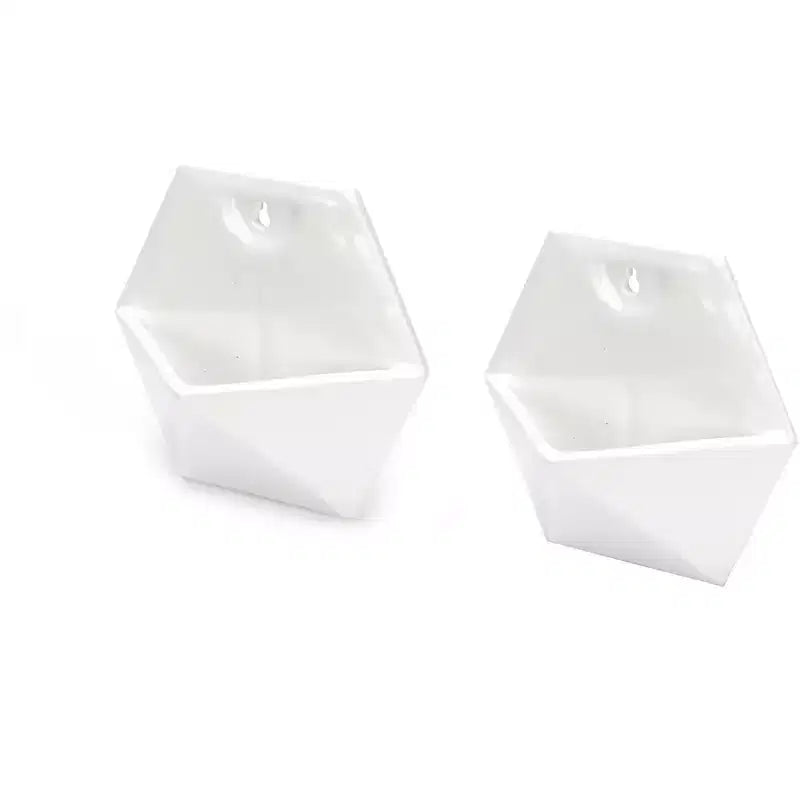Pot de Fleurs Suspendu Mural Géométrique Blanc, Vase Triangulaire pour Patio, Plafond, pour Succulentes, Fleurs, Bonsaï, Décoration de Plantes pour Maison Moderne, Restaurant
