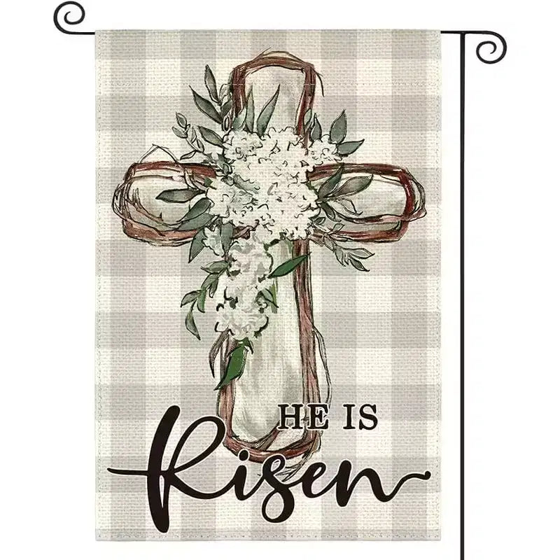 Lomsoe Easter Garden Flag Easter Yard Outside Decor Spring Buffalo Plaid Outdoor Home Easter Decor Gift Single Side 12x18Inch
