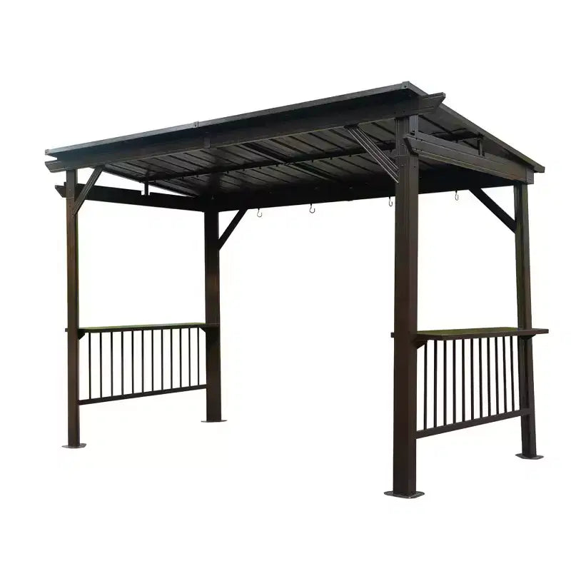 Clihome 6.5'x 12' Hardtop Grill Gazebo with Side Shelves & Hooks