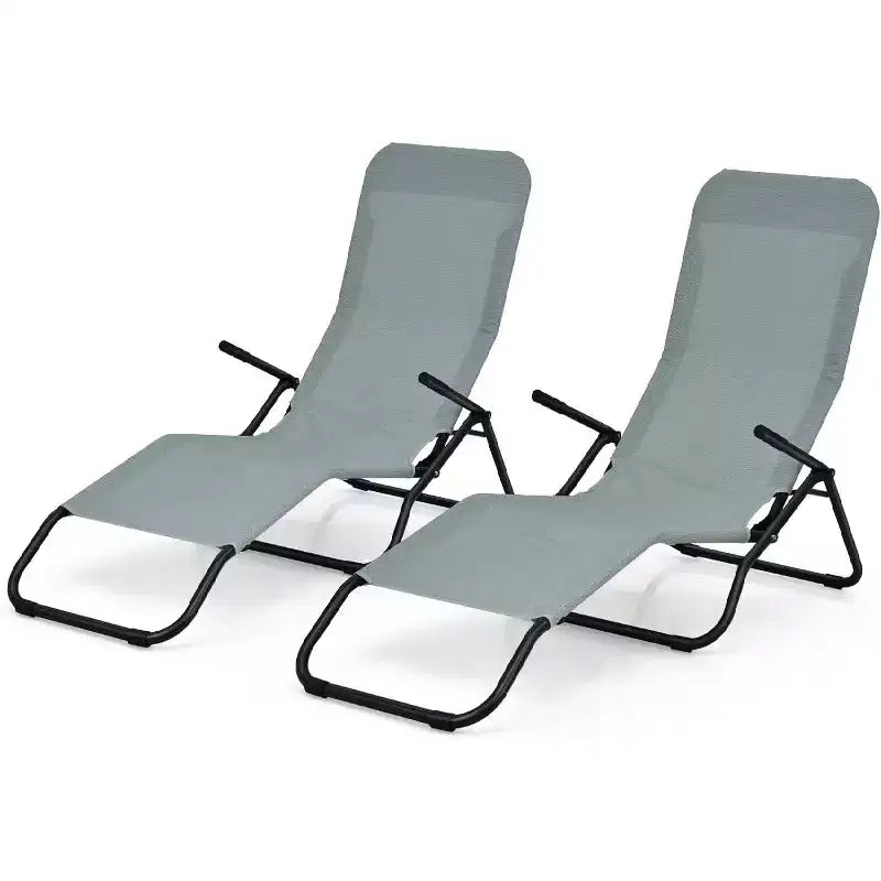 Gymax 2PC Folding Patio Rocking Zero Gravity Recliner Sun Lounger