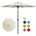 DobleePy 10FT Round Patio Umbrella, 360 Rotation Crank, Push Button Tilt, 8 Ribs, UV Protection Waterproof, No Lights, for Pool Deck Yard Garden