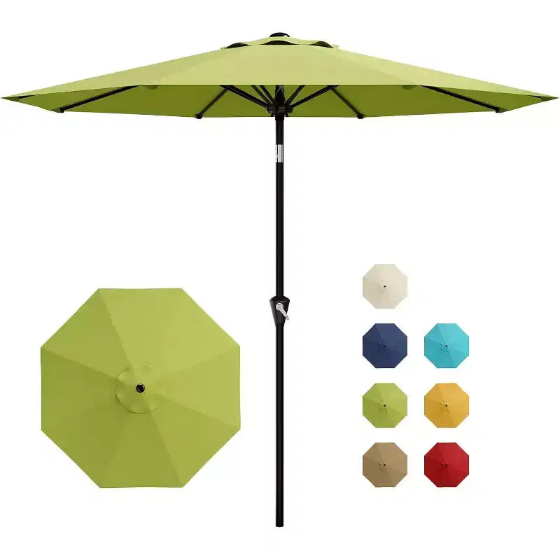 Parasol rond de 3 m, rotation à 360° par manivelle, inclinaison par bouton-poussoir, 8 baleines, protection UV imperméable, sans lumières, pour terrasse de piscine, cour, jardin