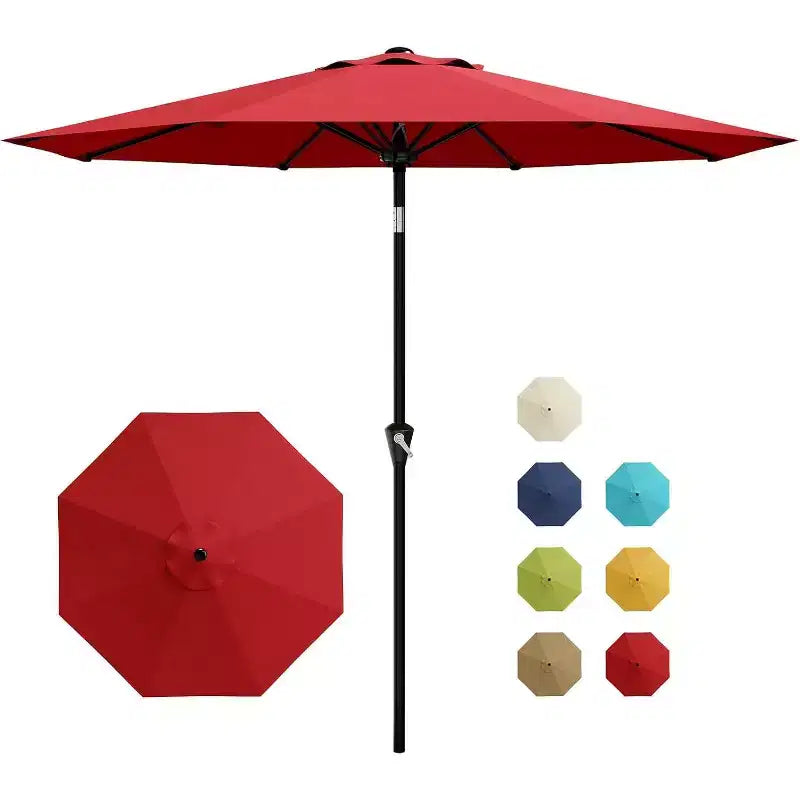 Parasol rond de 3 m, rotation à 360° par manivelle, inclinaison par bouton-poussoir, 8 baleines, protection UV imperméable, sans lumières, pour terrasse de piscine, cour, jardin