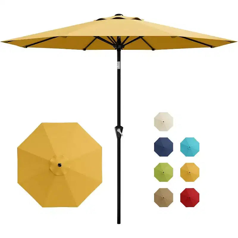 Parasol rond de 3 m, rotation à 360° par manivelle, inclinaison par bouton-poussoir, 8 baleines, protection UV imperméable, sans lumières, pour terrasse de piscine, cour, jardin