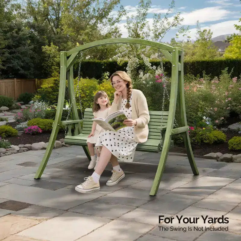 Karl Home 80 in. 3-Person Green Wood Patio Swing Stand