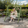 Karl Home 80 in. 3-Person Green Wood Patio Swing Stand