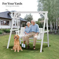 Karl Home 74 in. White 2-Person Wood Porch Patio Swing Stand Suitable for 4 ft. Swing