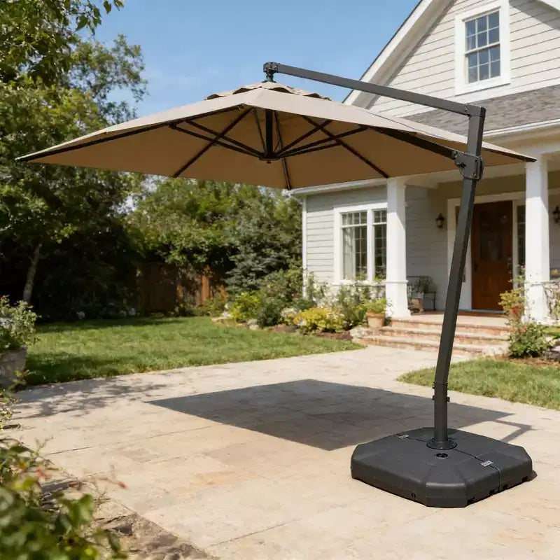 Clihome 440LBS Heavy Duty Wheeled Patio Umbrella Base Water Sand Filled for Cantilever Offset Umbrella