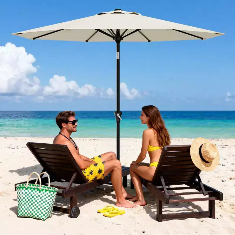 Parasol déporté 2,70 m, protection UV 50+, inclinable à bouton-poussoir et manivelle, 8 baleines robustes pour jardin, piscine, terrasse