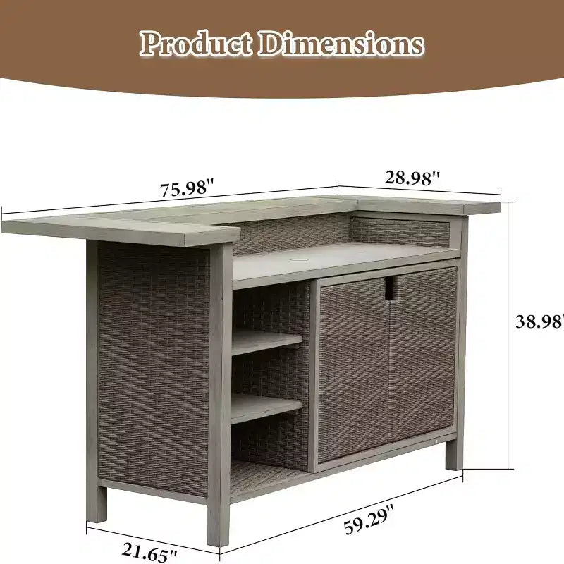 Table de bar armoire en osier aluminium style ferme pour patio