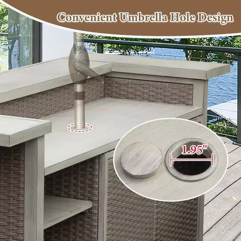 Table de bar armoire en osier aluminium style ferme pour patio