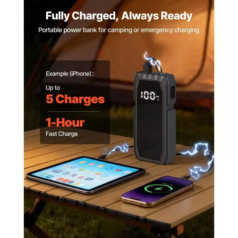 Démarreur autonome, 1500A en crête, Pack batterie de démarrage pour voiture, Booster portable au lithium 12V