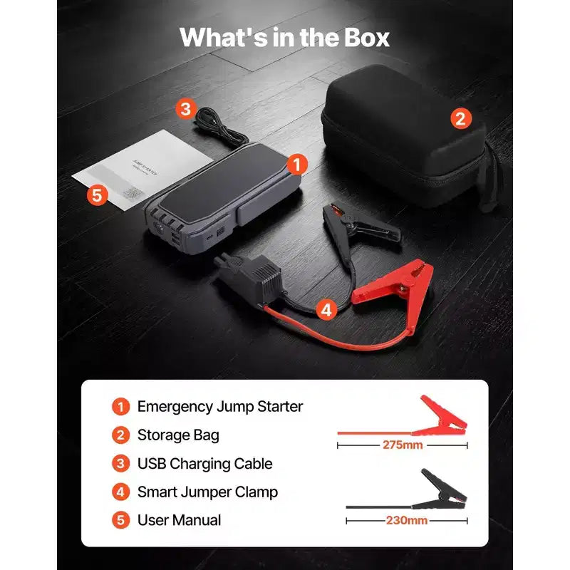 Démarreur autonome, 1500A en crête, Pack batterie de démarrage pour voiture, Booster portable au lithium 12V
