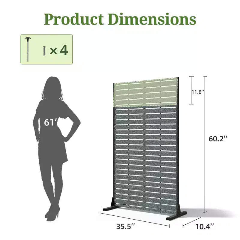 Paravent extérieur 152 cm H x 89 cm L avec support, Brise-vue en PEHD, Clôture d'intimité autoportante, Panneau de séparation pour terrasse, balcon, jardin