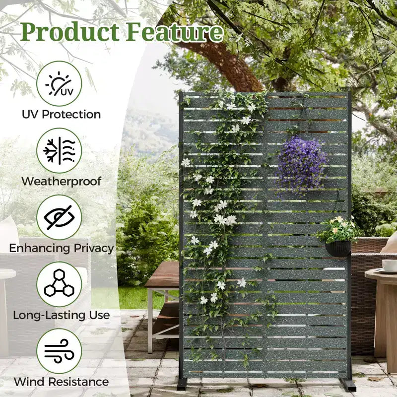 Paravent extérieur 152 cm H x 89 cm L avec support, Brise-vue en PEHD, Clôture d'intimité autoportante, Panneau de séparation pour terrasse, balcon, jardin