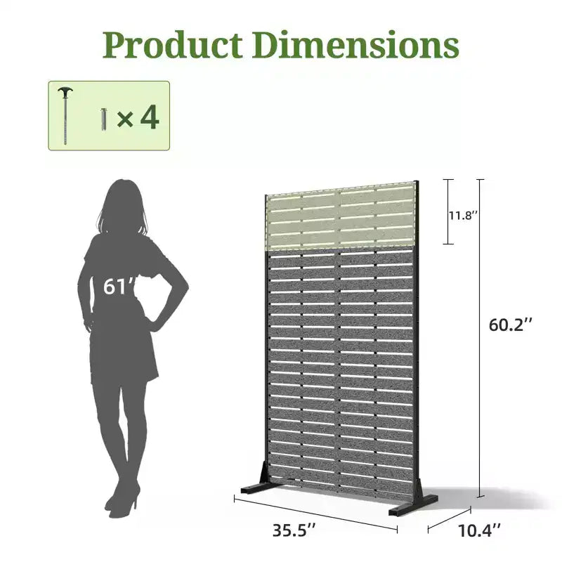 Paravent extérieur 152 cm H x 89 cm L avec support, Brise-vue en PEHD, Clôture d'intimité autoportante, Panneau de séparation pour terrasse, balcon, jardin