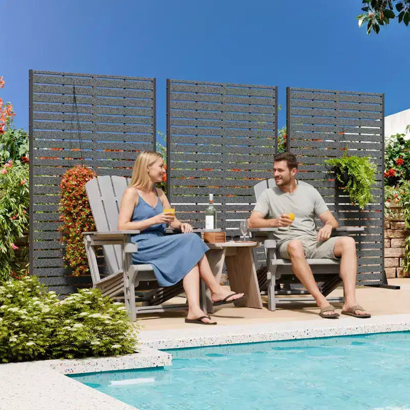 Paravent extérieur 152 cm H x 89 cm L avec support, Brise-vue en PEHD, Clôture d'intimité autoportante, Panneau de séparation pour terrasse, balcon, jardin