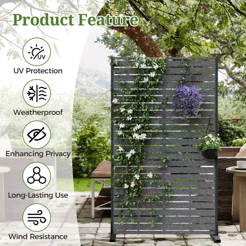 Paravent extérieur 152 cm H x 89 cm L avec support, Brise-vue en PEHD, Clôture d'intimité autoportante, Panneau de séparation pour terrasse, balcon, jardin