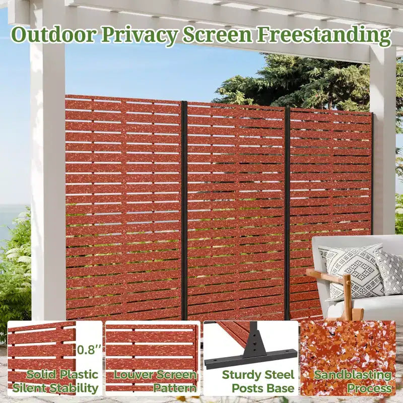 Paravent extérieur 152 cm H x 89 cm L avec support, Brise-vue en PEHD, Clôture d'intimité autoportante, Panneau de séparation pour terrasse, balcon, jardin