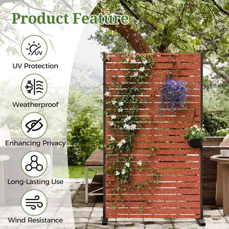 Paravent extérieur 152 cm H x 89 cm L avec support, Brise-vue en PEHD, Clôture d'intimité autoportante, Panneau de séparation pour terrasse, balcon, jardin