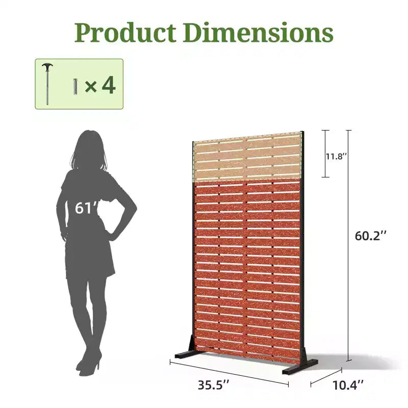 Paravent extérieur 152 cm H x 89 cm L avec support, Brise-vue en PEHD, Clôture d'intimité autoportante, Panneau de séparation pour terrasse, balcon, jardin