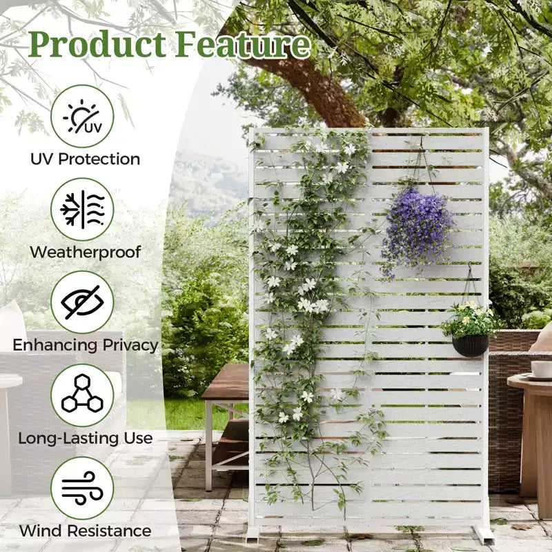 Paravent extérieur 152 cm H x 89 cm L avec support, Brise-vue en PEHD, Clôture d'intimité autoportante, Panneau de séparation pour terrasse, balcon, jardin