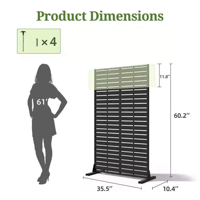 Paravent extérieur 152 cm H x 89 cm L avec support, Brise-vue en PEHD, Clôture d'intimité autoportante, Panneau de séparation pour terrasse, balcon, jardin